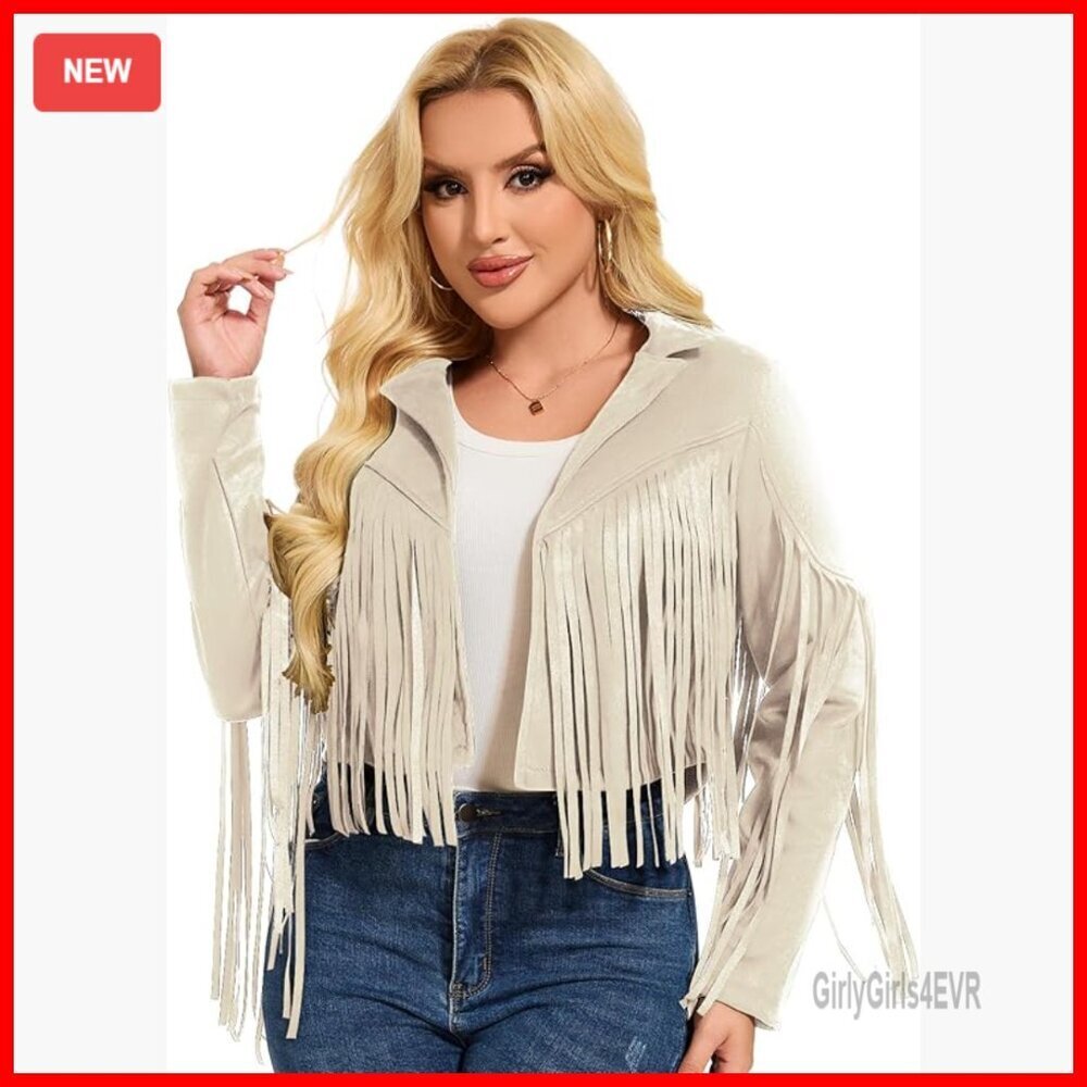 Faux Suede Fringe Jacket, Western Style, Halloween Costume, Adult Size